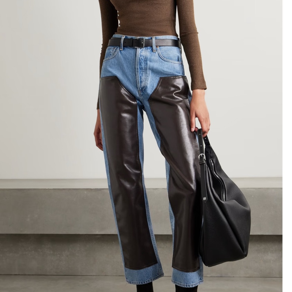 Agolde Brown and Blue Straight Leg Jeans